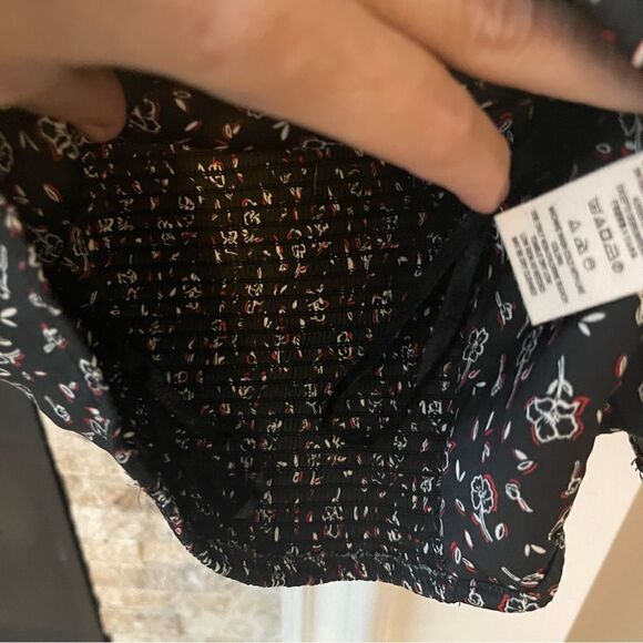 Free People Stay with You Ruffled Blouse in Black Top Small - Picture 5 of 5